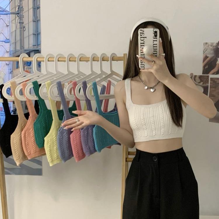 A001- Áo croptop nữ - Áo hai dây bản to phối đồ siêu xinh 0