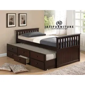 Tempat tidur minimalis anak 2 bed in 1 dipan anak laci kayu jati Furniture