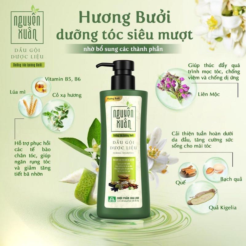 Hoa Linh Dầu Gội Dược Liệu Nguyên Xuân Hương Bưởi Mới Chai 250ml Mẫu Đặc Biệt Giúp Tóc Siêu Mượt Giảm Gãy Rụng Hết Gàu Ngứa
