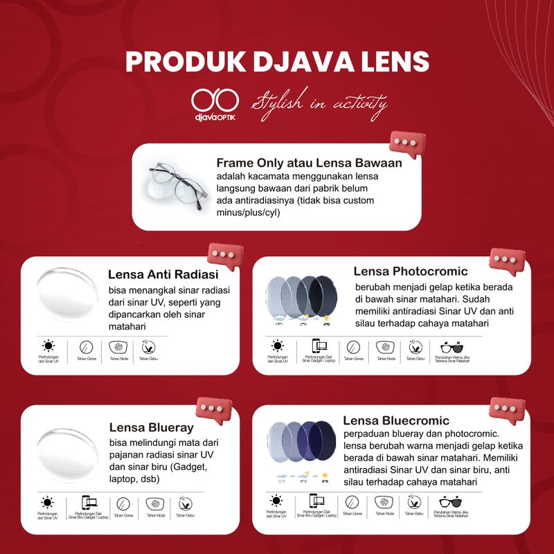 [ DJAVA OPTIK ] Kacamata Ezra Normal s/d -4,00 Photocromic Eyewear Glasses Frame Lensa Antiradiasi 4
