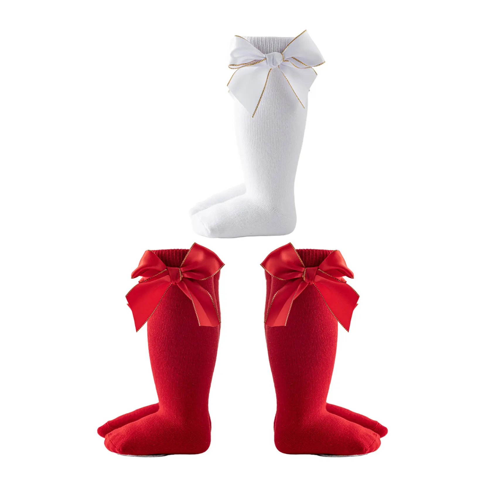 Jelory Baby Girls Knee High Long Socks Infant Cotton Knit Tube Stockings with Bowknot