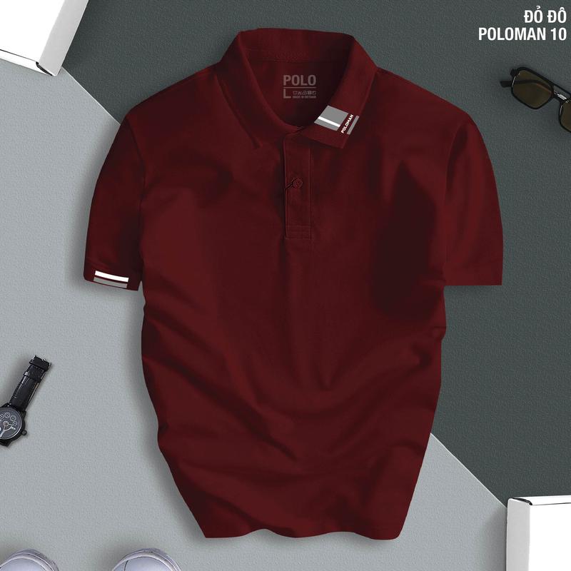 Áo phông POLOMAN 10 cổ bẻ BASIC CVC vải cá sấu sang trọng, lịch lãm, thoáng mát Menswear Có Cổ Ngắn Tay Cộc Tay Tay Ngắn Shirt thời trang công sở thường thông thường sang trọng áo polo polo  dg ✨ màu đỏ năng động