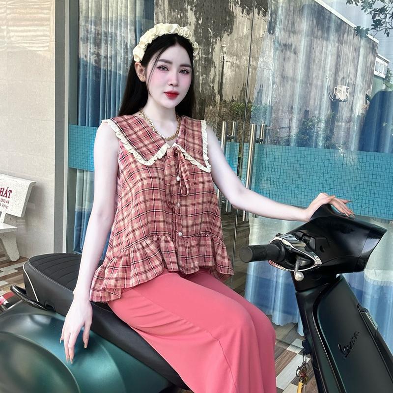 Set bộ quần áo tiểu thư baby doll (áo sọc + quần màu trơn có túi) TY2059 Thư Ying Shop