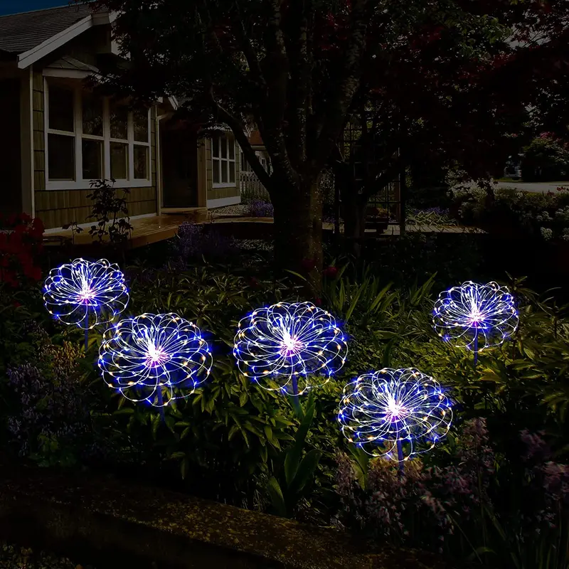 p plus Lampu Bunga Dandelion Tenaga Surya Anti AIR Untuk Dekorasi Taman Outdoor/Lampu LED Tenaga surya bentuk  kembang/ Outdoor Tahan Air Taman Halaman Dekorasi Lampu Lansekap baja plastik solar  saklar 7