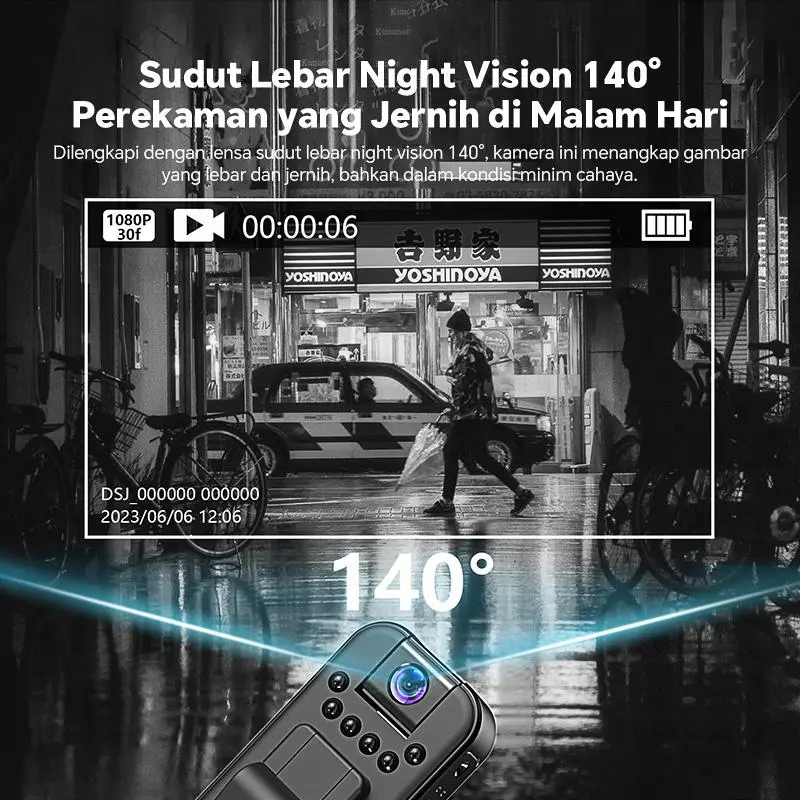Mini Kamera CCTV HD 1080P 180° Kamera Penglihatan Malam Nirkabel Mini / Camcorder Dash Cam Police Body Motorcycle Bike Motion Camera / Desain Magnetik Rekaman Panggilan HD Klip Belakang Desain Camera Mini Original 3