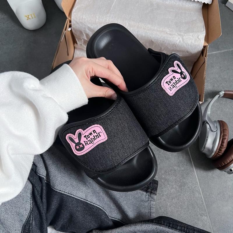 Dép Rabbit Lava denim basic quai dán xé - đế 4,5cm tăng chiều cao - Kèm hộp - BH 12 tháng