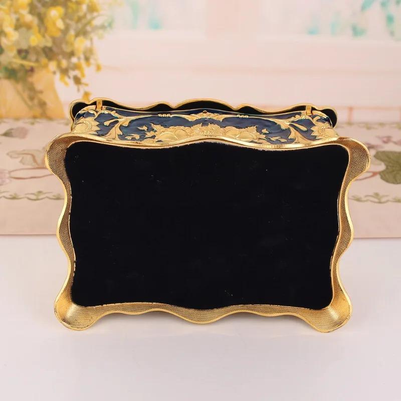 Product Introduction of European retro jewelry box metal enamel color creative ring necklace earrings storage box knot marriage gift 10