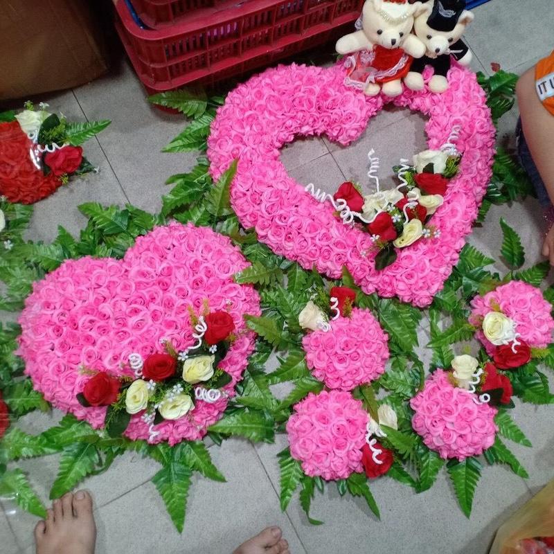 BÔNG XE HOA - MẪU TIM CÓ GẤU MẪU NHỎ TRANG TRÍ XE RƯỚC DÂU 1