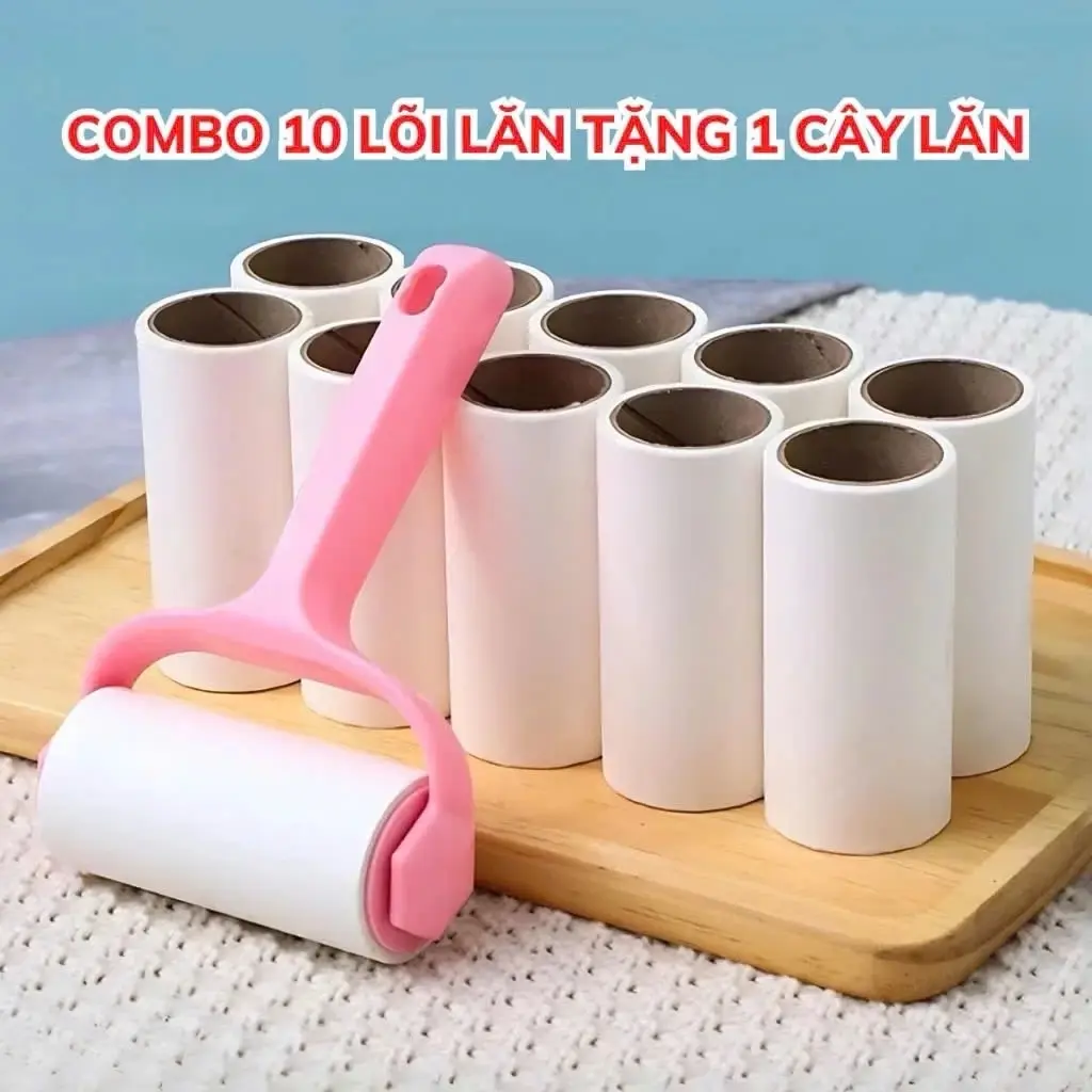 ￼[COMBO 10 LÕI LĂN] Tặng 1 Cây Lăn-  Lõi Cây Lăn Bụi Quần Áo Siêu Dính 60 Tờ, Lăn Tóc Dính, Lăn Bụi Thảm, Dọn sạch Lông Thú Cưng
