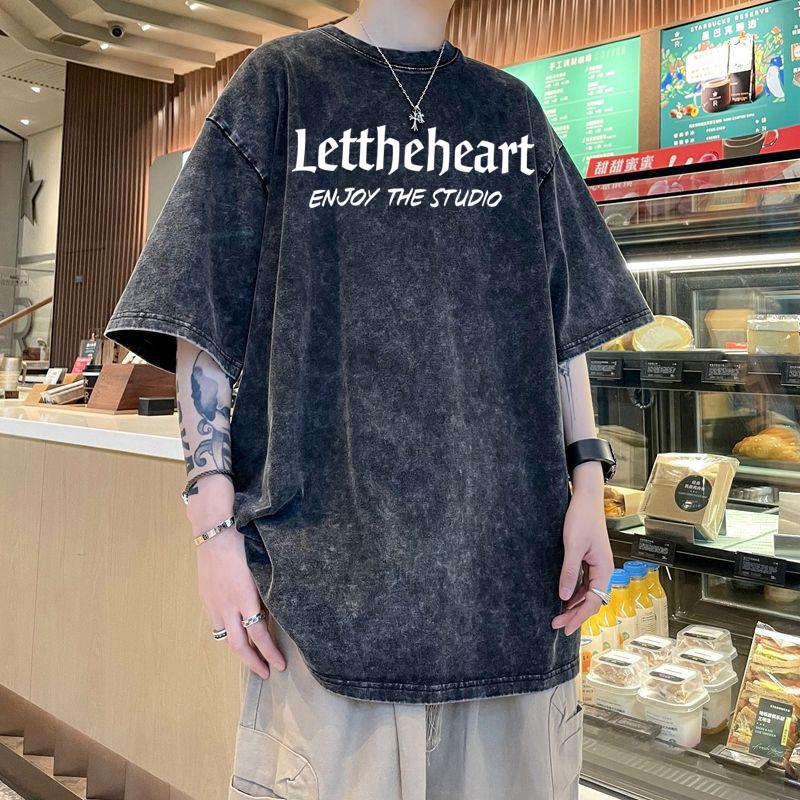 Áo Wash Thun Loang đen Lett / Áo Phông Loang wash 100% cotton Local brand basic form rộng - tay lỡ - unisex. Menswear Cổ Tròn 2