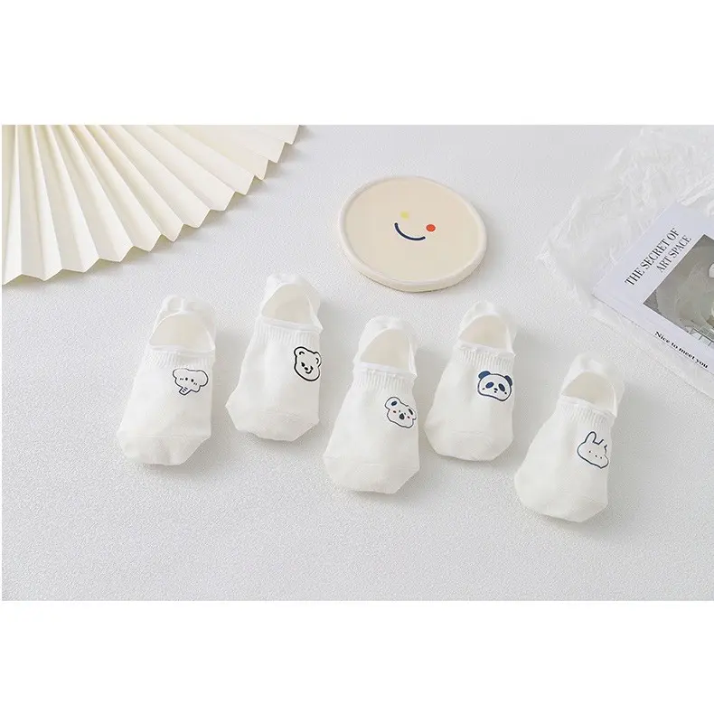 Tất trắng cổ thấp, vớ lười cotton trắng hình động vật dễ thương phong cách Hàn Quốc cho nữ LinLin’s Room 2