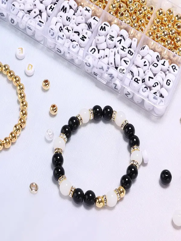 1 Box Random Color Beads for Bracelets Making Kit, Diy Letter Beads for Jewelry Making Kit, Charms for Bracelets String Crystal Beads for Bracelets Making Kit for Adults 3