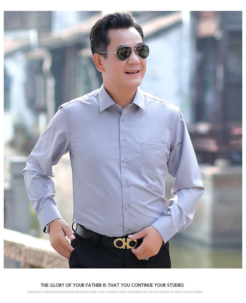 Product Introduction of Áo Sơ Mi Mùa Hè, Của Bố, Dài Tay, Dành Cho Nam Giới Trung Niên 40-50 Tuổi, Dáng Rộng Vừa Vặn, Thường Ngày, Áo Sơ Mi Mỏng Không Sắt 8