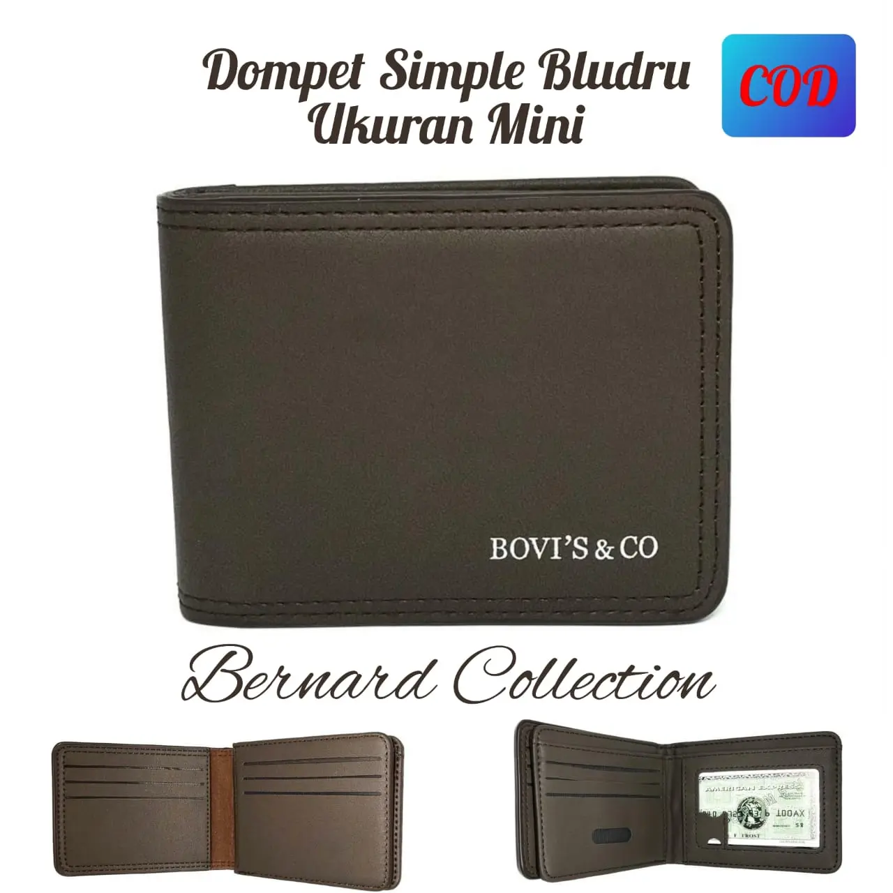 Dompet Pria Dompet LAki2 Dompet Pria Simple Dan Polos Bahan Bludru Ukuran Mini Dewasa Hitam Polka Dot Kartu Uang