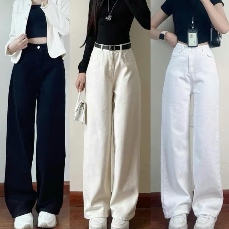 Quần jeans nữ ống suông trơn màu trắng - Qjeantron7448_P0K12 0