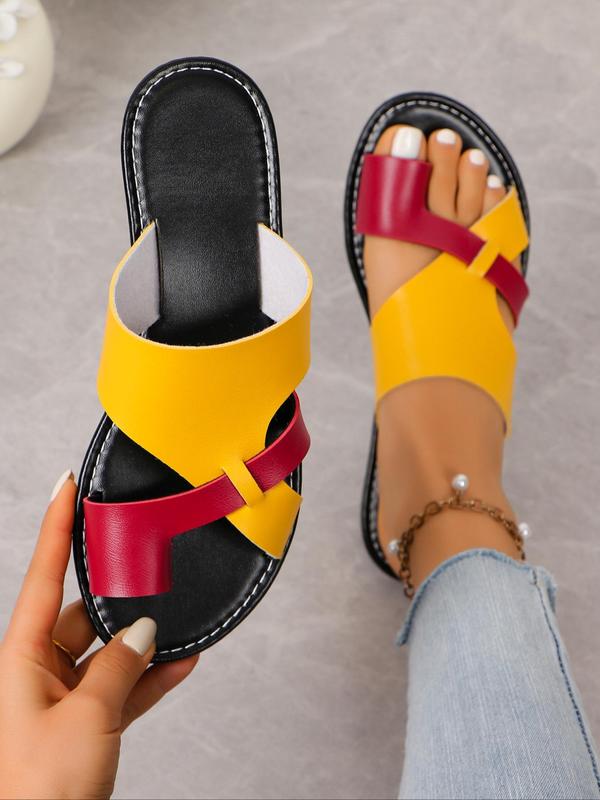 Women's Fashionable Plain Color Slip on Sandals, Casual Versatile Thong Sandals for Summer, Lightweight Comfortable Slide Sandals for Daily Wear 7