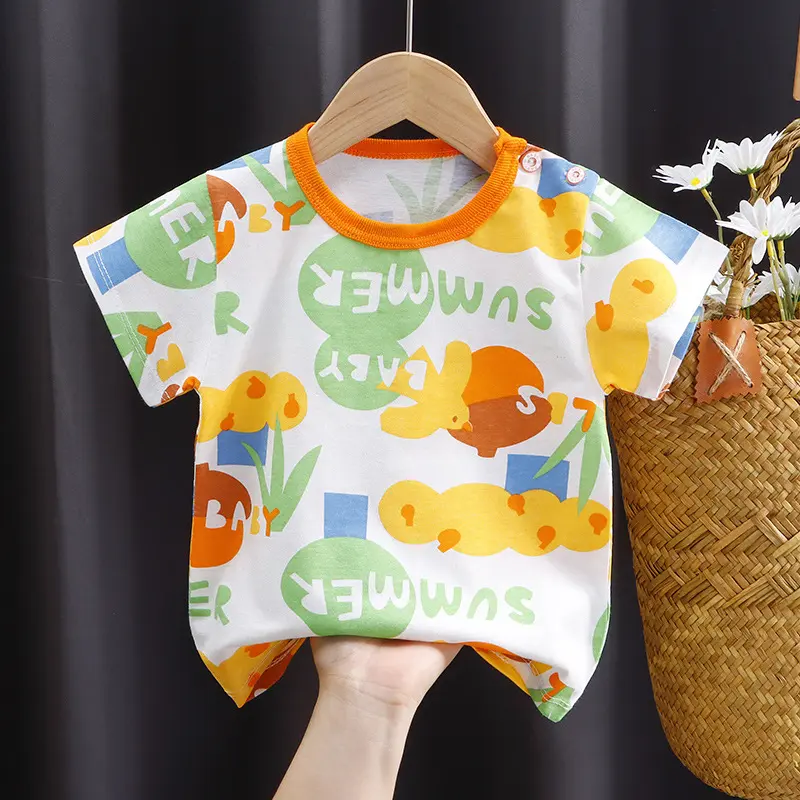 Children's Short-Sleeved T-shirt, Pure Cotton Girls' Summer Clothes Baby Baby, Children's Summer Clothing Boys' Tops,
