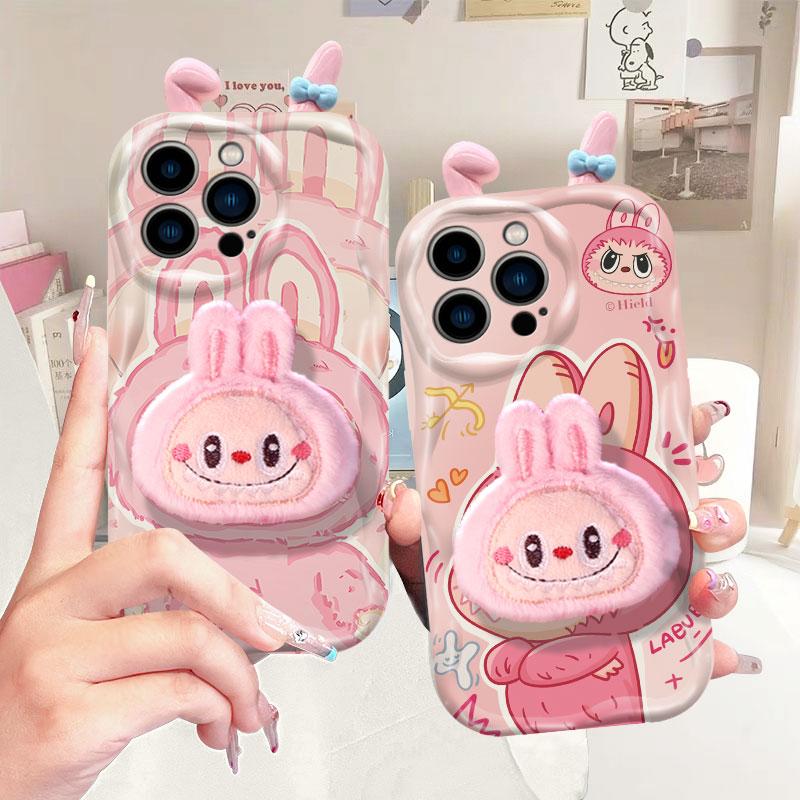 Ốp Điện Thoại, Ốp Cho iPhone 11, iPhone 13, iPhone 15 Pro Max, Oppo A60, A98, A15, A16, A57, A38, A18, Reno 12 Pro, Reno 12F, Reno 11 Pro, Reno 11F, Reno 10 Pro, Realme C67, C65, C63, C61, C53, C31, C30, Màu Hồng Nhồi Bông Labubu Silicone Phụ Kiện