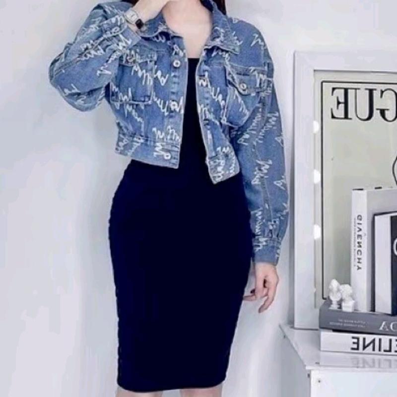 áo khoác jean nữ túi hộp dệt kim QC cao cấp/ áo khoác nữ jacket denim, áo khoác jean dáng croptop Dệt kim nữ cổ bẻ thiết kế có size Women Có Cổ Top Kem Nhung