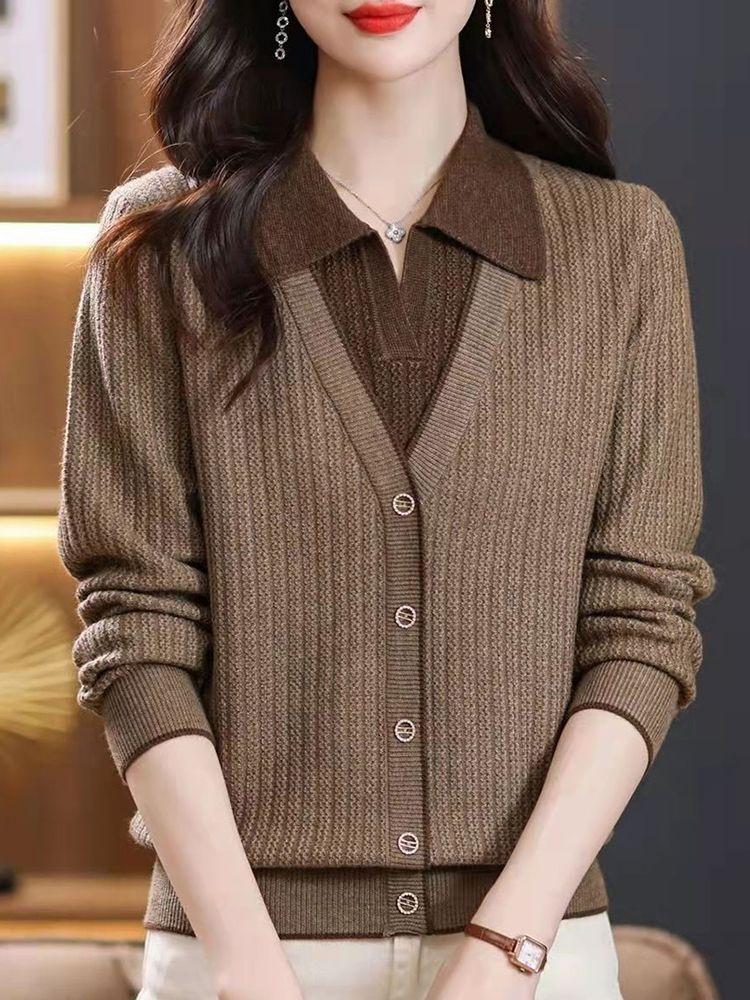 Product Introduction of Áo Len Giả Hai Lớp, Cổ Polo, Dài Tay, Áo Len Mặc Trong, Thời Trang, Thích Hợp Mặc Ngoài Trời, Áo Dễ Phối Đồ Hàng Mới Về Năm 2024 Nữ Top 1