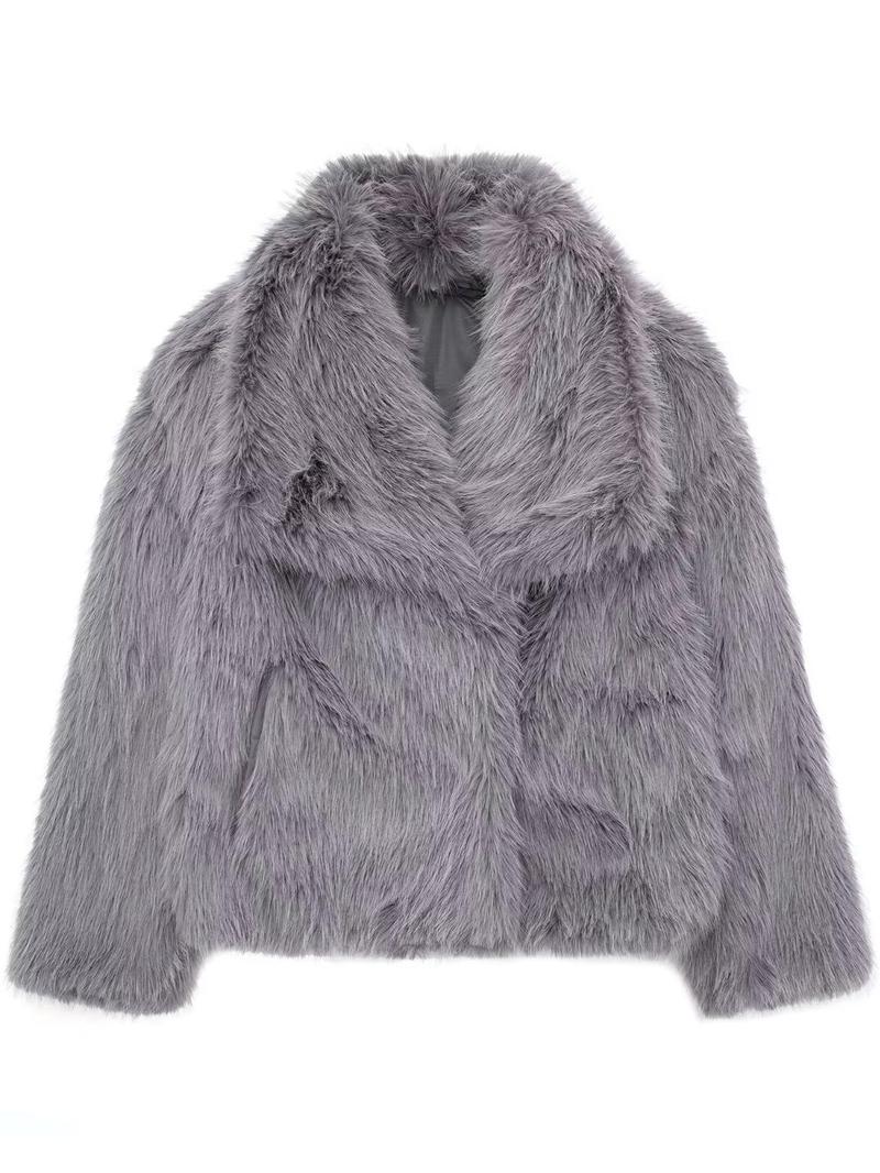 Product Introduction of Women's Solid Color Faux Fur Luxury Jacket, Priscilla Fur Coat, Casual Warmth Long Sleeve Collared Fuzzy Coat for Fall & Winter, Women's Clothing for Daily Wear Outerwear Womenswear Tops 10
