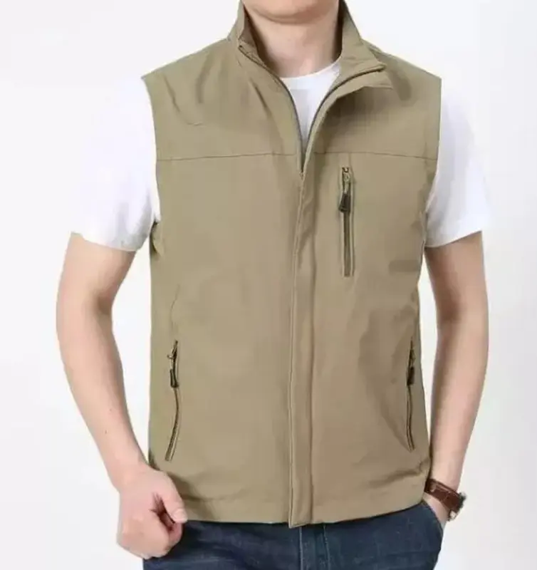 jaket rompi pria casual katun drill rompi motor terbaru Katun Polos 0