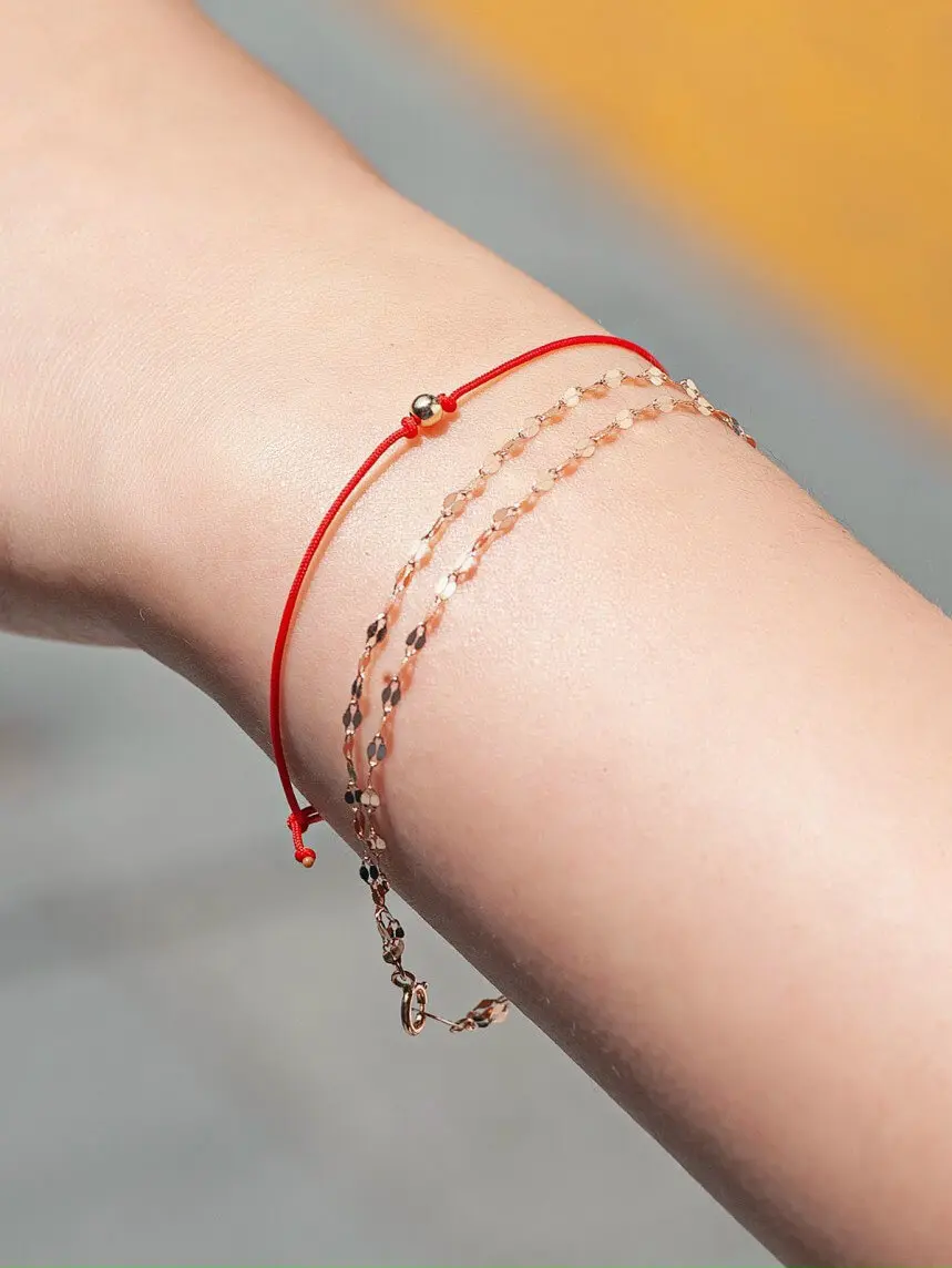 Vòng Chỉ May Mắn Đính Bi Vàng 14K - MOON Jewelry