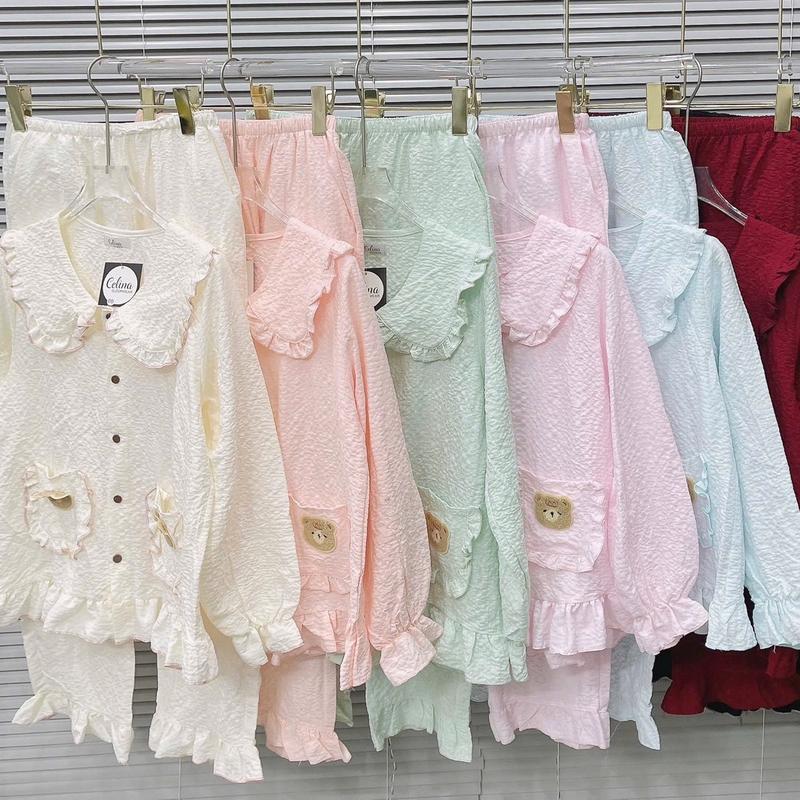 Set ngủ tiểu thư TÚI GẤU  chất đũi xốp mềm min, thoáng mát , freesize 40-60kg 1