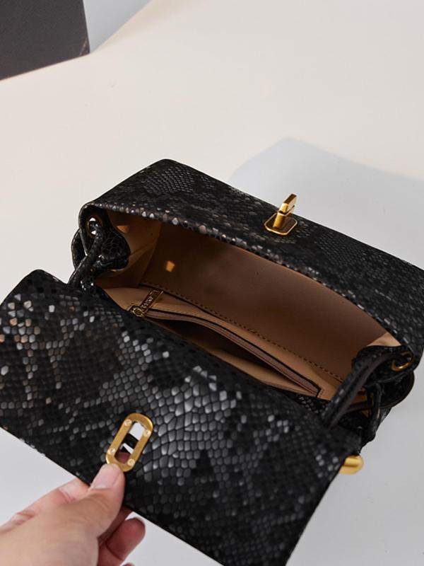 Women's Fashionable Snakeskin Embossed Handbag, Casual Versatile Shoulder Bag for Daily Used, Trendy All-match Commuter Bag 8