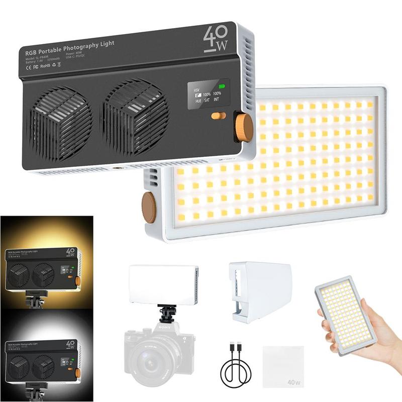 Portable Camera Light, 40W RGB Video Fill Light, LED Panel DSLR Photography Lighting 2