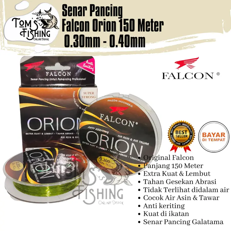 Senar Pancing Falcon Orion 150 Meter Hijau Yarite  (0.16mm - 0.50mm) Galatama Galapung Murah - Toms Fishing 0