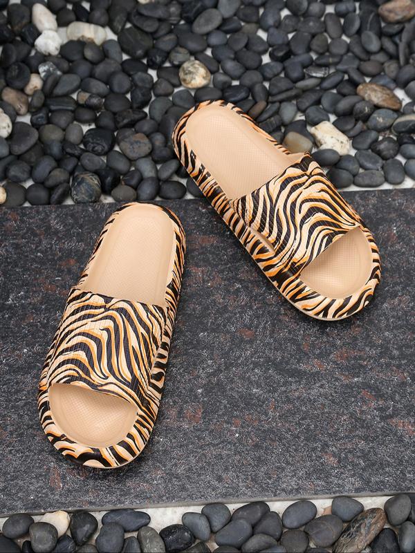 Women's Random Striped Print Slides, Casual Soft Comfortable Non-slip Slippers, Summer Beach Slippers, Fashionable Slippers for Indoor & Outdoor Wear, Walking Shoes 6