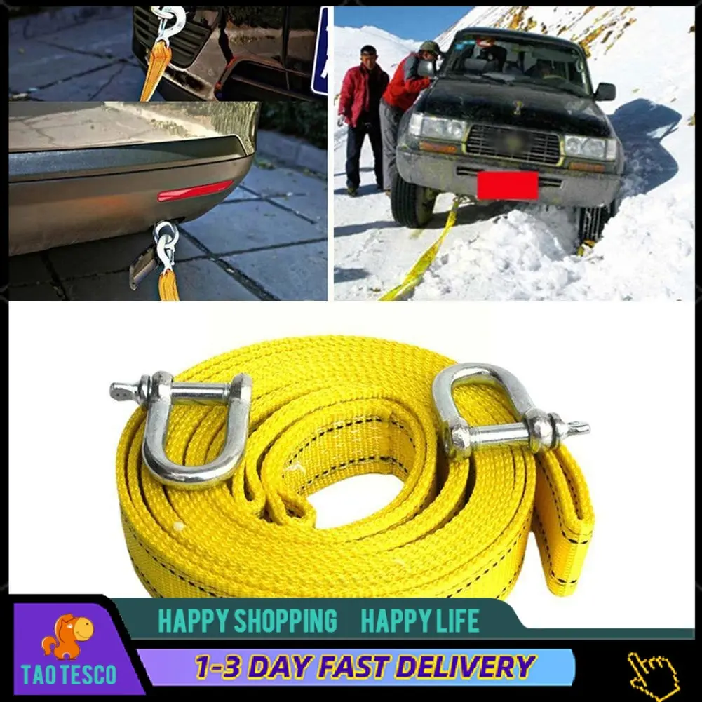 【24-hour shipping+free shipping+COD】3/5M Heavy Duty Car Tow Rope with Metal Safety Hooks for Towing Cars