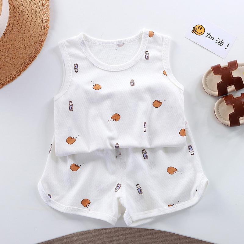 Bộ Đồ Vest Trẻ Em, Không Tay, Chất Liệu Cotton, Cho Bé Gái Và Bé Trai, Phong Cách Hàn Quốc, Quần Áo Trẻ Em Mùa Hè Mới, Hai Mảnh, Bán Buôn Có Sẵn 8