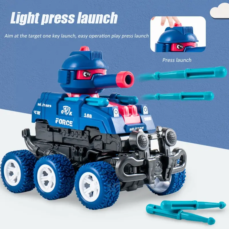 ♦️NEW✨ Children Inertia Tank Cars 6 Wheel Collision Deformation Model Car Toys Gifts