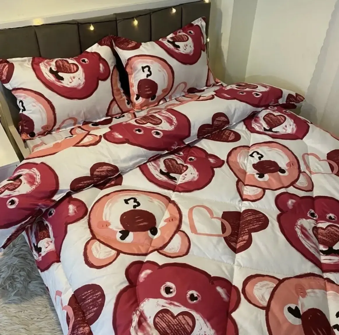 Set chăn ga gối Gấu Đỏ siêu xinh