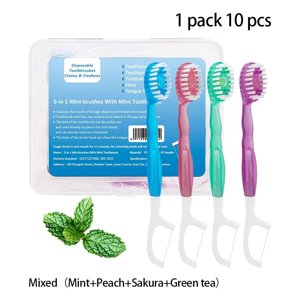 Disposable Toothbrush Set, 10pcs/set Portable Travel Toothbrush with Toothpaste, Oral Care Tool for Home & Travel, Oral Hygiene Products, Christmas Gift