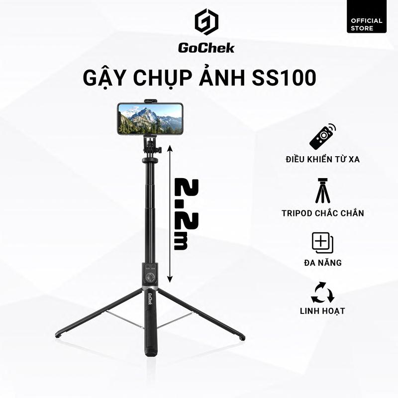 Gậy chụp ảnh tripod/ selfi bluetooth điện thoại, livestream, vlog đa năng kéo dài 2m2 Gochek SS100 Phụ Kiện Selfie