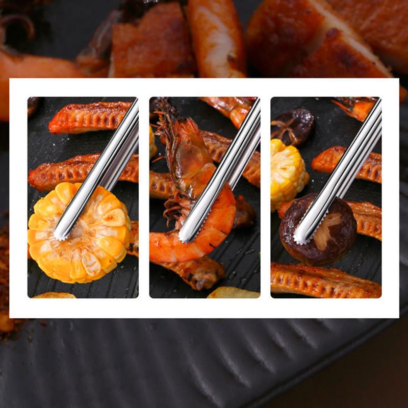 304 Stainless Steel Korean Barbecue Clip Buffet Clip Food Grade Durable Barbecue Steak Clip Household Commercial Food Clip Medium 24CM-1 Piece Utensils Grill 3