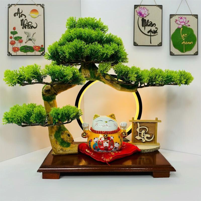  Bonsai Tiểu cảnh mini Mèo Thần Tài decor bàn làm việc hoặc làm quà tặng khai trương quà tặng tân gia nhà mới decor  Phòng Khách trang trí bàn trà  bàn làm việc,hút tài lộc phong thuỷ - Bảo Bảo Decor tuong thantai 