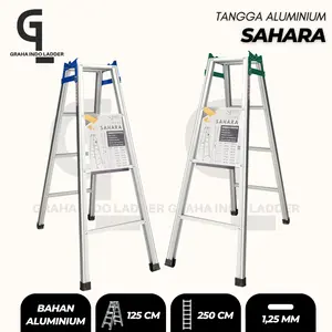 GIL - [SAHARA] Tangga Lipat Aluminium / Tangga Multifungsi Ukuran 1,25 M / 250 CM - Tahan Beban s/d 200 KG