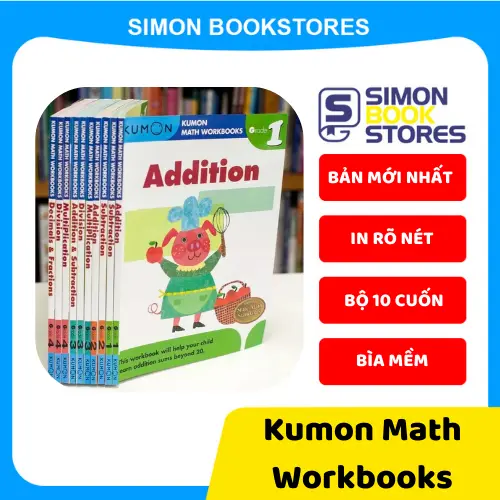 Bộ Sách - Kumon Math Workbooks - 10 cuốn học Toán Tiếng Anh-Simon BookStores 0