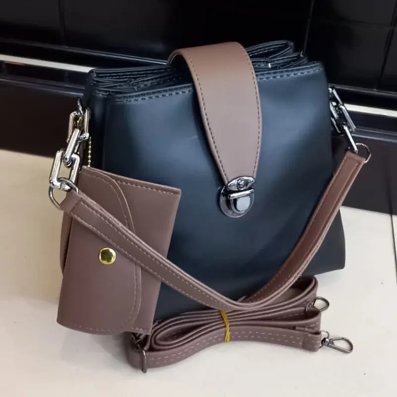 Tas Handbag zura 3Ruang Combi Coklat Free Dompet/Tas Slempang wanita 5