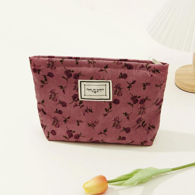 Product Introduction of Vintage Floral Pattern Makeup Bag Set, Large Capacity Cosmetic Storage Bag with Zipper, Versatile Makeup Organizer Pouch for Travel 19