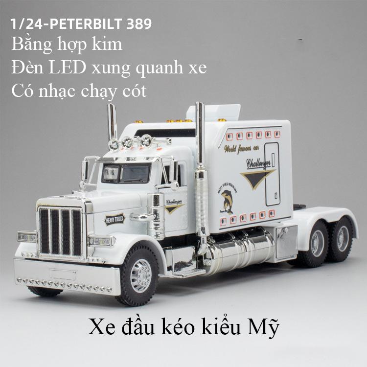  Đồ chơi mô hình xe đầu kéo kiểu Mỹ Heavy Truck bằng hợp kim có nhạc và đèn LED chạy xung quanh tỷ lệ 1:24 Toy 
