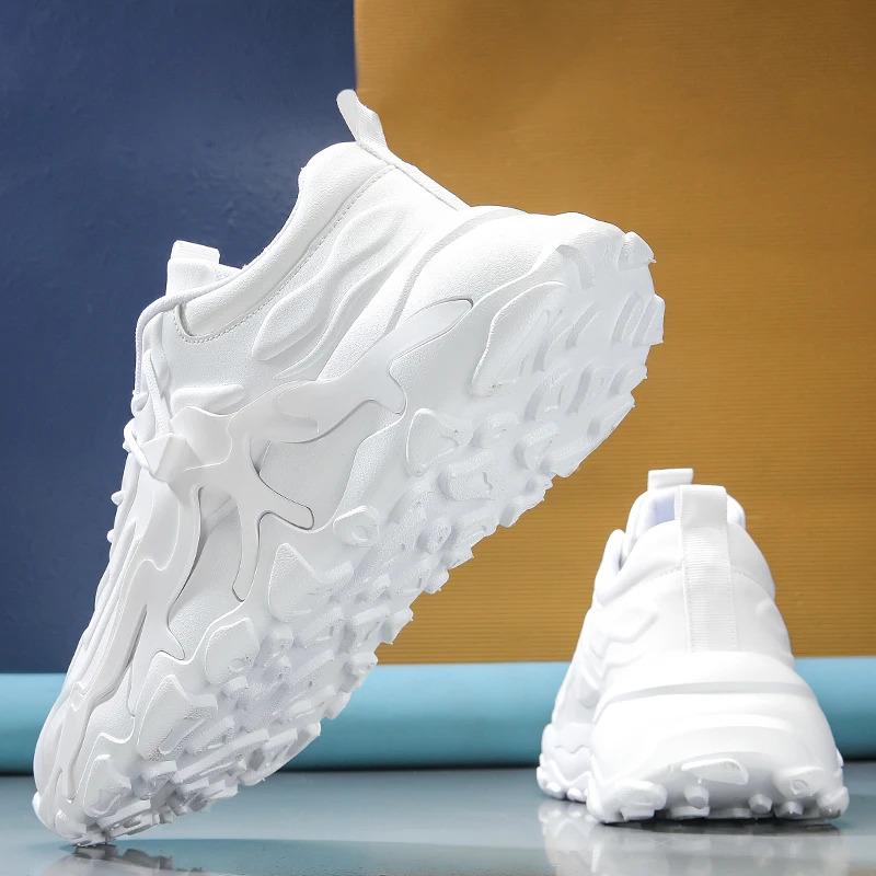 Customization Men Fashion Casual Sports Sneakers Lightweight Leather Thick Sole Blank Running Walking Shoes for Women Closed Trainers_voghion.com
