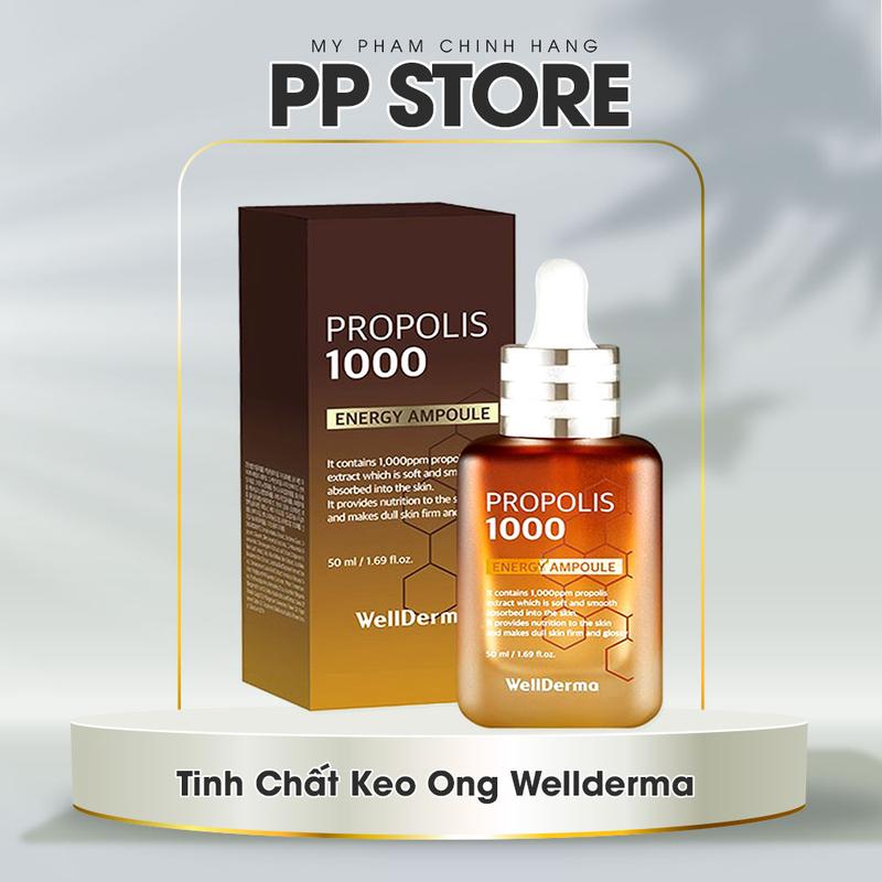 Tinh chất keo ong Wellderma Propolis 1000 Energy Ampoule 50ml - Serum dưỡng ẩm chăm sóc da mặt dành cho Nữ