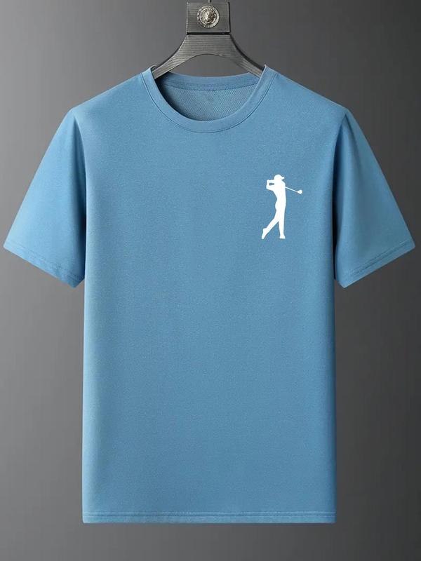 Men's Figure Print Round Neck Tee, Casual Regular Fit Short Sleeve T-shirt for Summer, Fashion Men's Top for Daily Wear 4