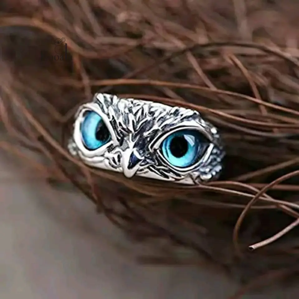Cincin Pria Model Burung Hantu Gaya Retro I Ring Owl Rings