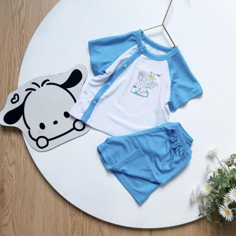 Bộ cộc thun lụa mùa hè Bunny cho bé trai - bé gái 3-10kg 5